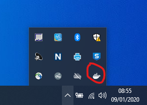 The Docker icon in the Windows notification
area.